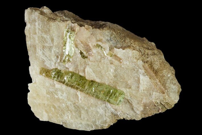 Yellow-Green Fluorapatite Crystal in Calcite - Ontario, Canada #137109